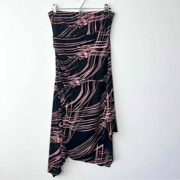 Vintage Forever 21 Strapless Asymmetrical Midi Dress - Picture 1 of 6